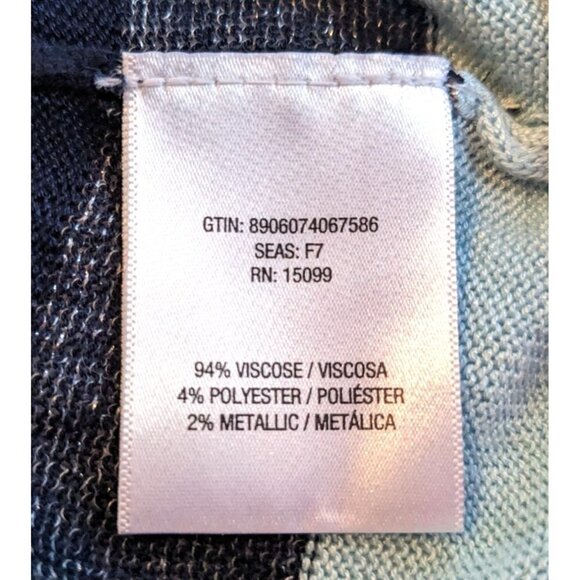 SIMPLY EMMA Blue & Silver Striped Metallic Lurex Sweater Tunic Lightweight Sz 1X - Picture 5 of 7